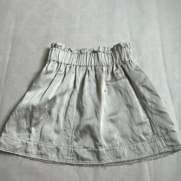 Cos Silver Mini Skirt Satin Elastic Waist Size US 4 Spring Summer - Picture 2 of 4